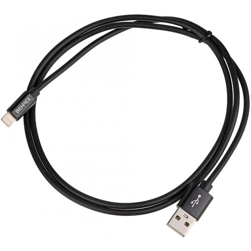 Кабель USB (m)-Lightning (m) 1м черный кабель usb lightning 1м силиконовый kakusiga черный