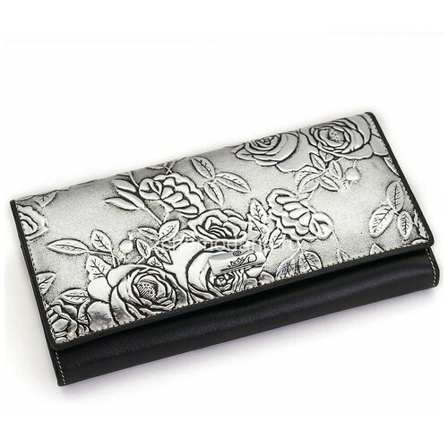 фото Женский кожаный кошелек sergio valentini св 8146-002 серебристо-черный