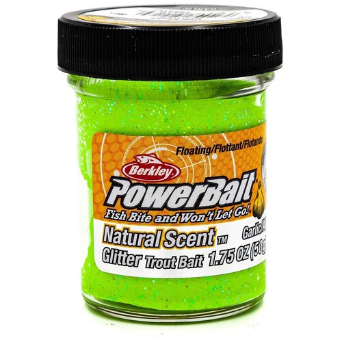 Насадка Berkley PowerBait Natural Scent Glitter Trout Bait, 50 г, 50 мл, garlic chartreuse