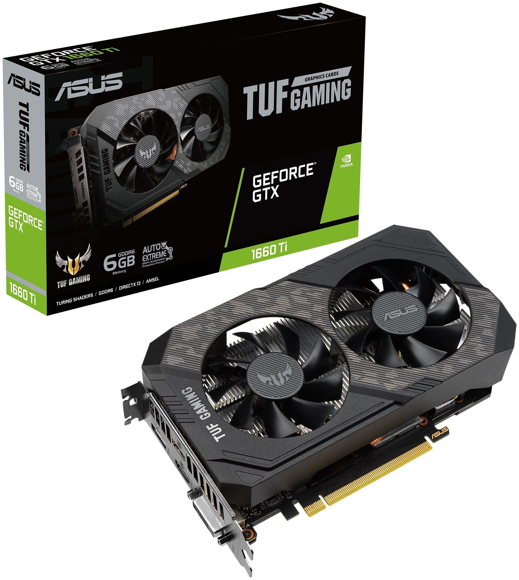 Видеокарта Asus PCI-E TUF-GTX1660TI-6G-EVO-GAMING NVIDIA GeForce GTX 1660TI 6144Mb 192 GDDR6 177012002 DVIx1HDMIx2DPx1HDCP Ret