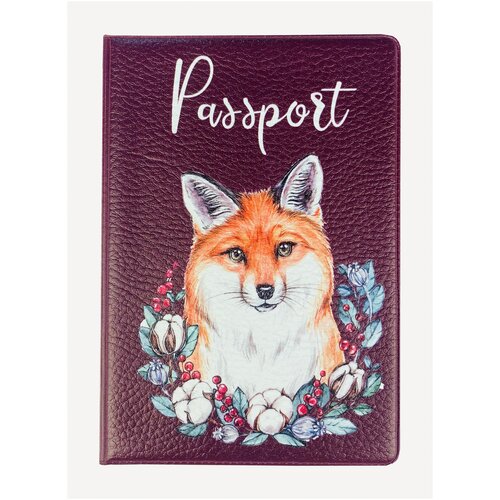 фото Обложка на паспорт wonder me gift/ чехол для документов мужской/женский из экокожи лиса /дополнительный прозрачный карман/ на загранпаспорт