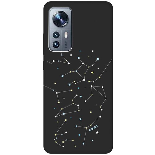 Матовый Soft Touch силиконовый чехол на Xiaomi 12, 12X, Сяоми 12, 12Х с 3D принтом Constellations черный матовый soft touch силиконовый чехол на xiaomi 12 12x сяоми 12 12х с 3d принтом i w черный