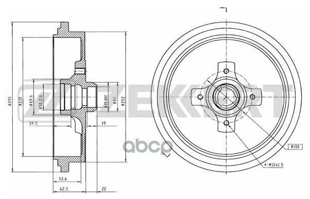 Барабан Торм. Зад. Vw Passat Iii Iv 88- Zekkert арт. bs-5066