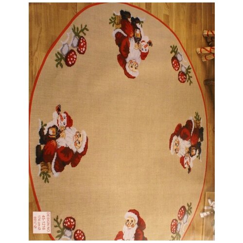 коврик под ёлку рождественские гномы набор для вышивания 118 см permin 45 5577 Коврик под ёлку Санта и снеговик, набор для вышивания Коврик 174 см PERMIN 45-1216