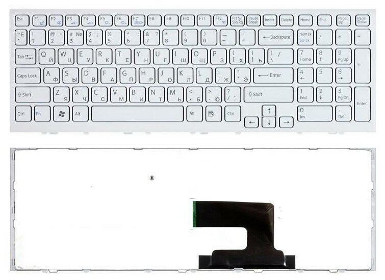 Клавиатура для ноутбука Sony Vaio VPC-EH VPCEH белая с белой рамкой 1045₽