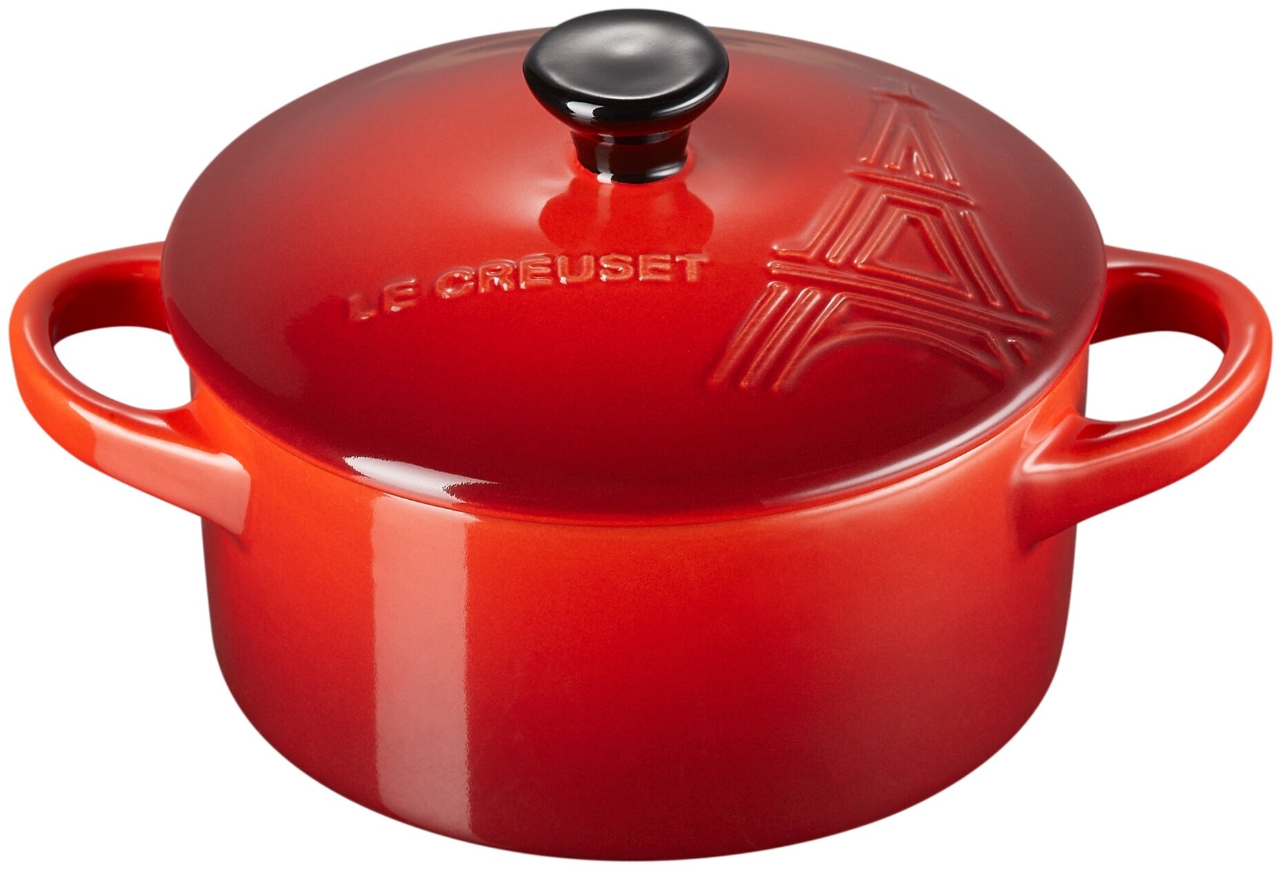 Керамическая кокотница Eiffel Tower Vive la France , 10 см, вишня (Cerise), Le Creuset