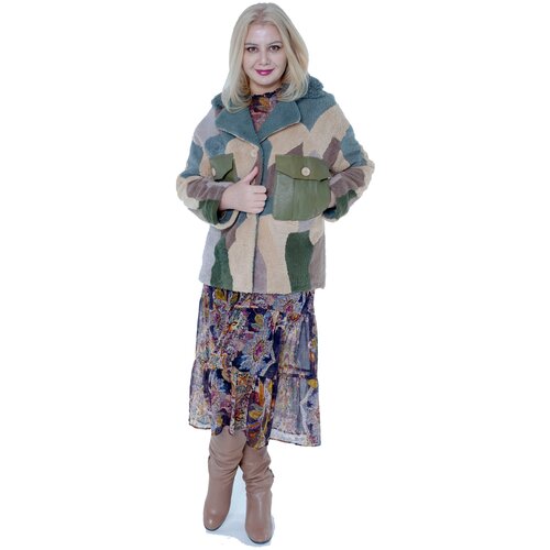 фото Меховая куртка, короткая шубка размер 46-48 из натуральной овчины с карманами из натуральной кожи авторская одежда дмитрия пехташева