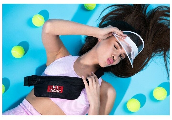 фото Сумка поясная для бега it‘s your time на молнии, цвет чёрный