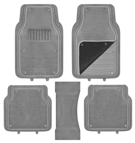 Коврик салона SKYWAY Cold-1 5пр. Полиуретановый со съемным ковролином Серый (п:71*45см, з:45*46см)
