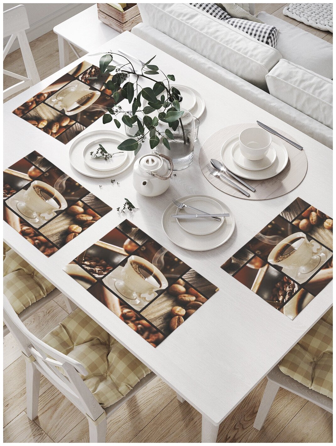 Комплект салфеток JoyArty "Кофейное блаженство" для сервировки стола (32х46 см, 4 шт.)