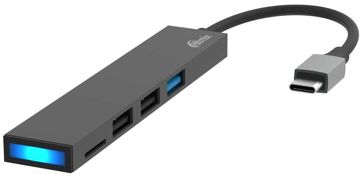 Разветвитель USB-C Ritmix CR -4314 хаб - концентратор 2 порта USB2.0+1порт USB3.0.металл