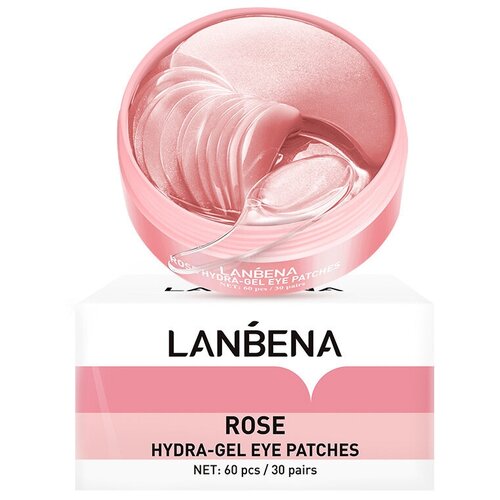 LANBENA Гидрогелевые патчи с экстрактом розы Rose Hydra-Gel Eye Patches /для увлажнения и отбеливания / 60 шт