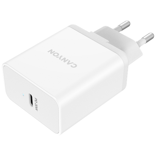 Сетевое зарядное устройство Canyon H-20, USB Type-C, до 20Вт, Белый CNE-CHA20W