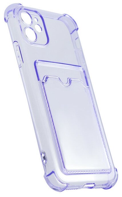 Чехол LuxCase для APPLE iPhone 12 TPU с картхолдером Transparent-Lilac 63542 - фото №5