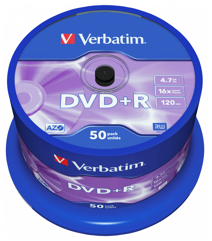 Диск DVD+R 4.7GB VERBATIM 16X туба по 10 шт цена за уп. 43498