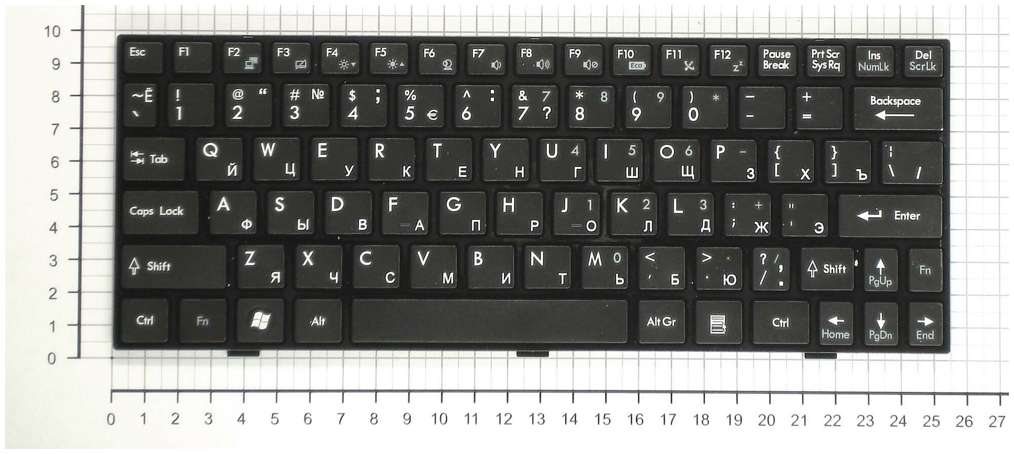Клавиатура для ноутбука MSI S1N-1EUK2E1 черная с черной рамкой