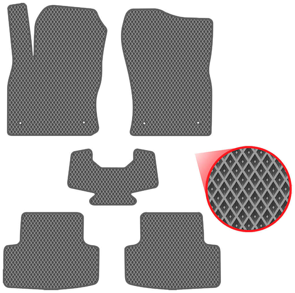 Автомобильные коврики EVA для Skoda Karoq I (2017-н/в), серые с серым кантом, ячейка - ромб