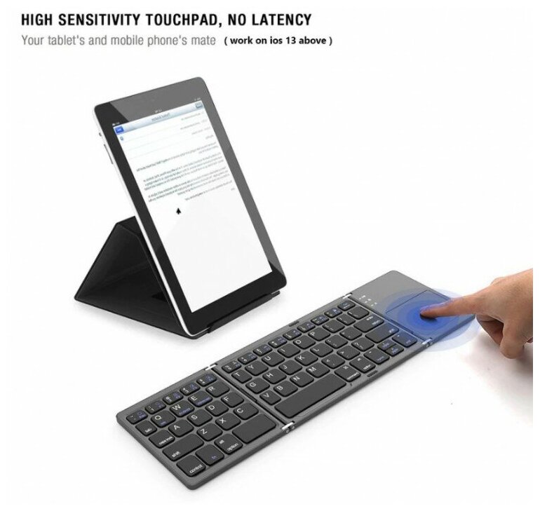Портативная складная bluetooth клавиатура рус и англ раскладка