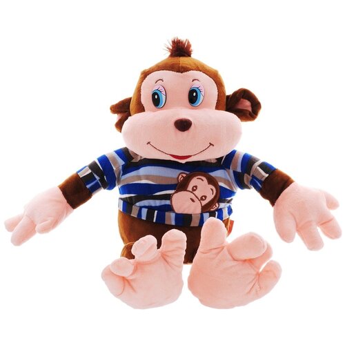 фото Мягкая игрушка magic bear toys обезьяна тихон в свитере цвет одежды синий 30 см.