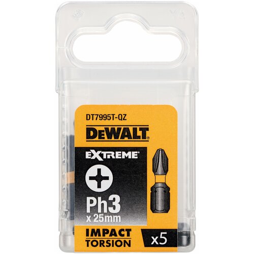 Биты ударные DEWALT IMPACT DT7995T, Torsion Ph3, 25 мм, 5 шт. биты ударные dewalt impact dt7999t torsion ph3 50 мм 5 шт dt7999t qz