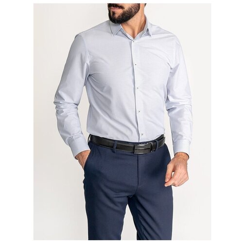 фото Рубашка мужская длинный рукав greg 121/239/mak/zn, прилегающий силуэт / super slim fit, цвет белый, рост 174-184, размер ворота 42