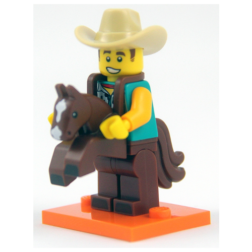 Минифигурка Лего Lego col18-15 Cowboy Costume Guy, Series 18 (Complete Set with Stand and Accessories) минифигурка веном в костюме железного человека с щупальцами совместимая с лего