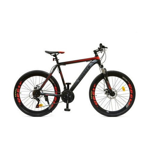 фото Велосипед 26 hogger strike md, 15 рама сталь, вилка сталь амортизационная, disk механ. тормоз, 21-скор., красно-серо-черный