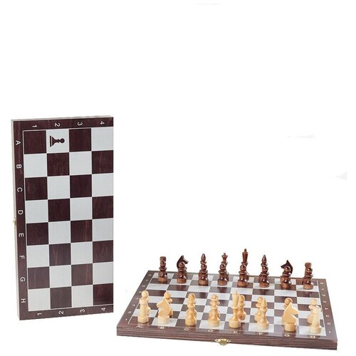 Шахматы походные объедовская фабрика игрушки деревянные с венге доской, рисунок серебро