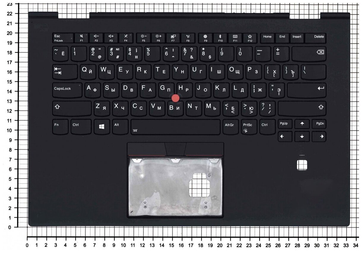 Клавиатура для ноутбука Lenovo 01LX806 черная с черным топкейсом и подсветкой