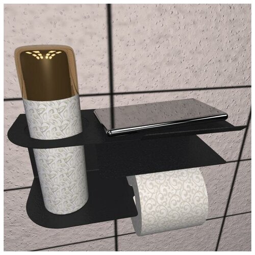 Держатель для туалетной бумаги белый Лофт (Loft) с двумя горизонтальными полками и отделом для освежителя. Дизайн от Di-Home.