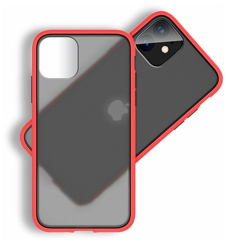 YOHO Чехол накладка, противоударный, матовый, для iPhone 11 Pro Max. Красный-черный YPZCH11PM/RB