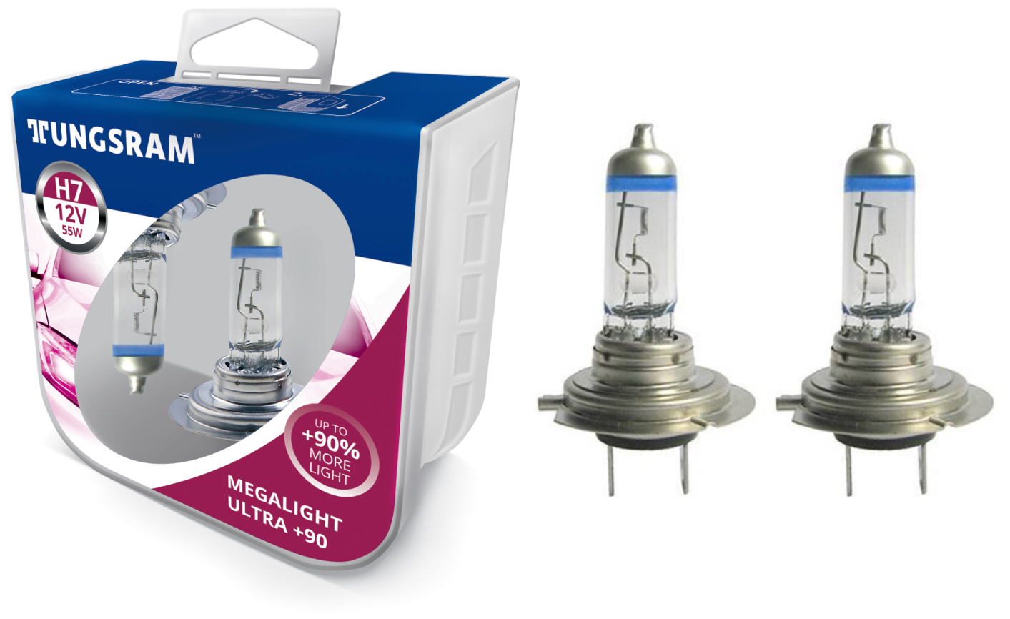 Лампы H7 12V- 55W (PX26d) ( +90% света) Megalight Ultra +90 (п.уп.2шт.) 93116880