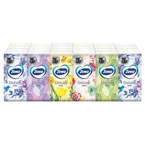 Платочки бумажные носовые Zewa Deluxe Design, 3 слоя, 10шт.Х 10