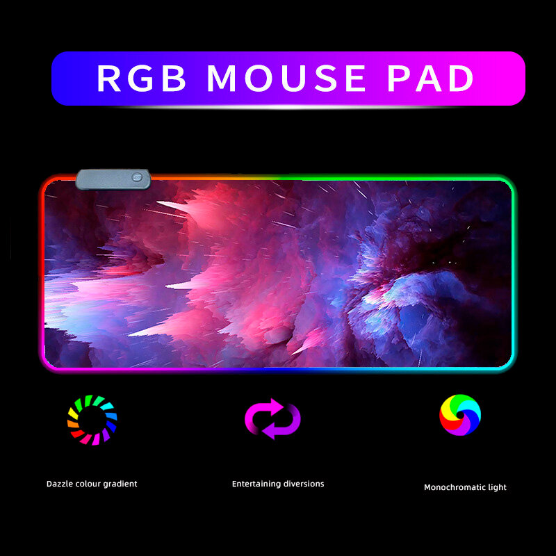 Игровой коврик для мыши и клавиатуры с RGB подцветкой 80х30 см галактика №2