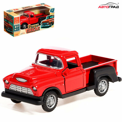 Машина «Ретро пикап», металлическая, инерция, открываются двери, световые и звуковые эффекты, 1:32, цвет красный машина пикап металл в коробке