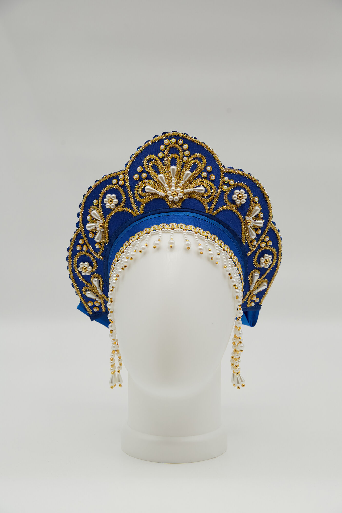 Кокошник Забава Углич "Лилия" КЛм-15, синий/золото