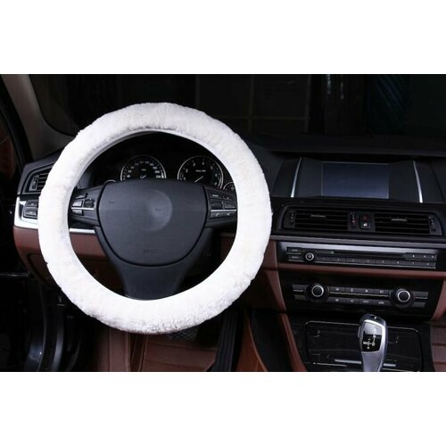 Оплетка на руль Киа к3 (2015 - 2018) седан / Kia K3, искусственный мех (высокого качества), Белый