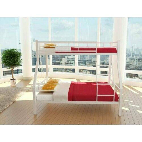 Металлическая двухъярусная кровать ЮКА Мебель Гранада 1 90/120 на 190 цвет Белый