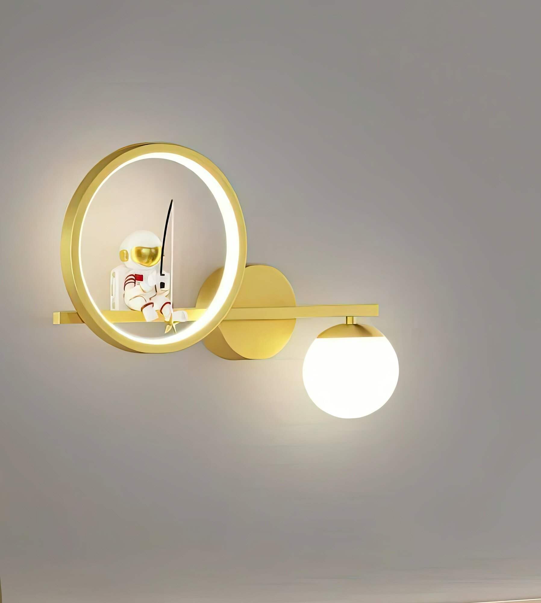 Светильник настенный детский Астро шар, бра светодиодный - золотой, L