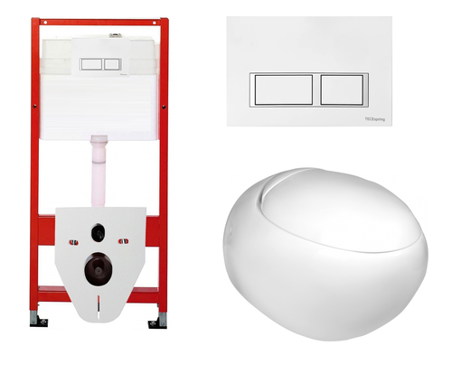 Комплект 3 в 1 инсталляция для унитазов Tece Tecespring S955203 + Унитаз подвесной WeltWasser Jeckenbach с кнопкой глянцевой белой