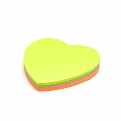 LAMARK0143 Бумага для заметок, фигурная Сердце, 100 листов, 4 цвета неон, 12 шт