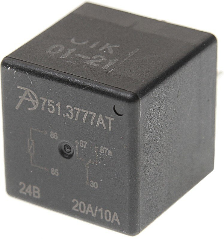 Реле малогабаритное 24V 10/20А 5-контактное с кронштейном (Автотрейд)