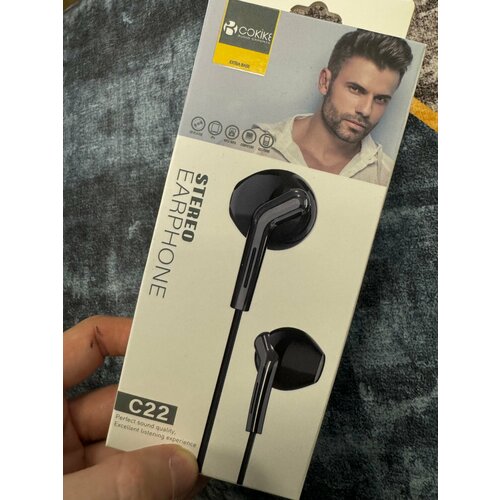 Проводные наушники капельки с микрофоном Cokike C22 95 Дцб 130см 16 Ом разъем 35мм для старых телефонов магнитолы радио MP3-плеера VR-оч 588₽