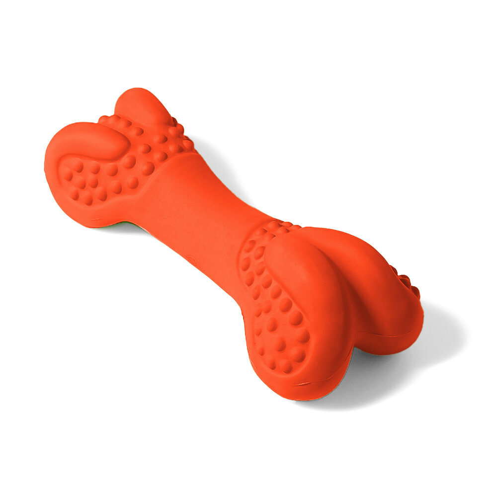 SkyRus Игрушка для собак резиновая "Рифленая кость", красная, 13.4х5.5х4.4см