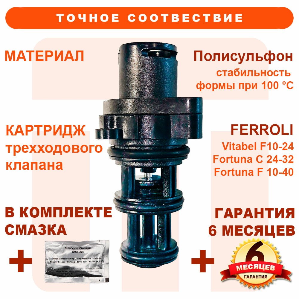 Картридж трехходового клапана в сборе Ферроли Ferroli 902621980, ремкомплект трехходового клапана арт 902610740 398608450.