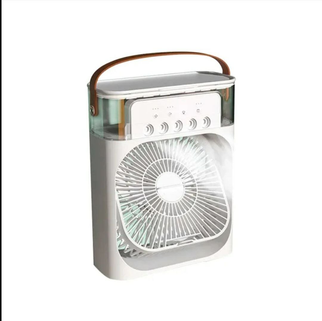 Вентилятор настольный с функцией кондиционера, портативный вентилятор, увлажнитель воздуха с разноцветной подсветкой, охладитель, белый - фотография № 3