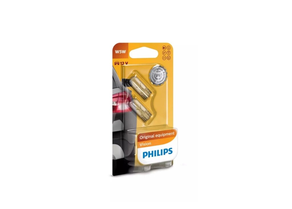 Лампа подсветки Philips 12961B2 W5W 12V 5W без цоколя, блистер, 2