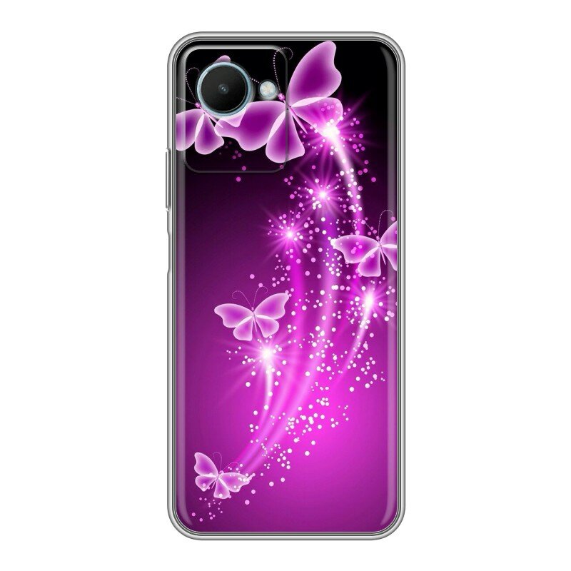 Дизайнерский силиконовый чехол для Реалме С30с / Realme C30s Бабочки фиолетовые
