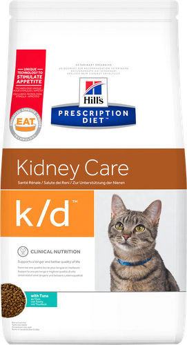 Hill's Prescription Diet k/d Kidney Care корм сухой для кошек диета для поддержания здоровья почек Тунец