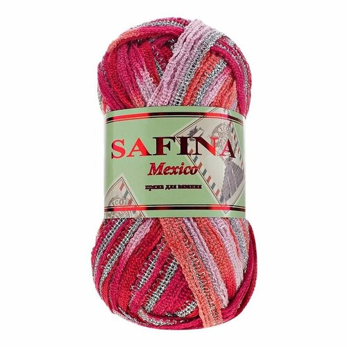 Пряжа сетчатая / ленточная SAFINA Mexico 100 г, закат 032 / 2 мотка пряжа к safina mexico 100 г 006 голубой 2 мотка